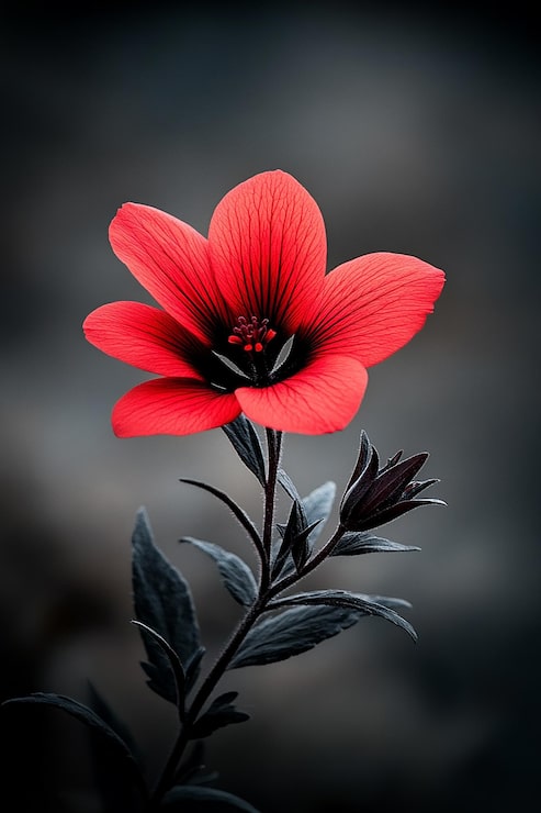 Foto nahaufnahme einer leuchtend roten blume