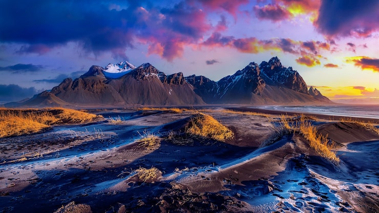 Foto paisaje panorámico al amanecer