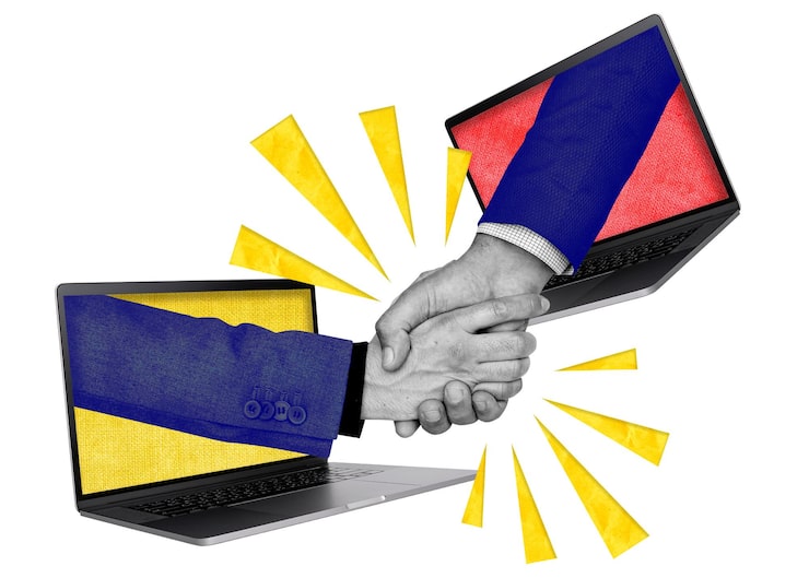 Foto png redes en línea apretón de manos acuerdo de negocios medios remezclados