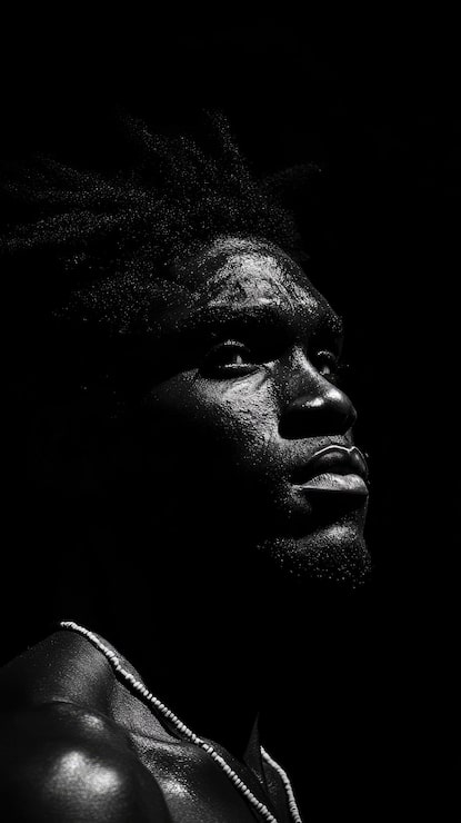 Foto retrato de un guerrero zulú africano en las selvas del congo