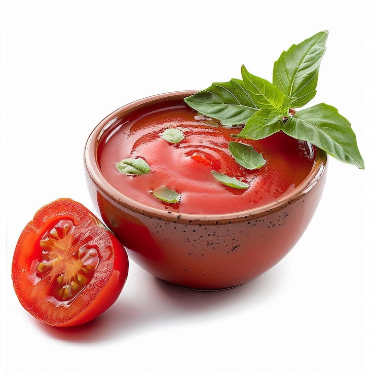 Foto salsa de tomate aislada sobre un fondo blanco transparente