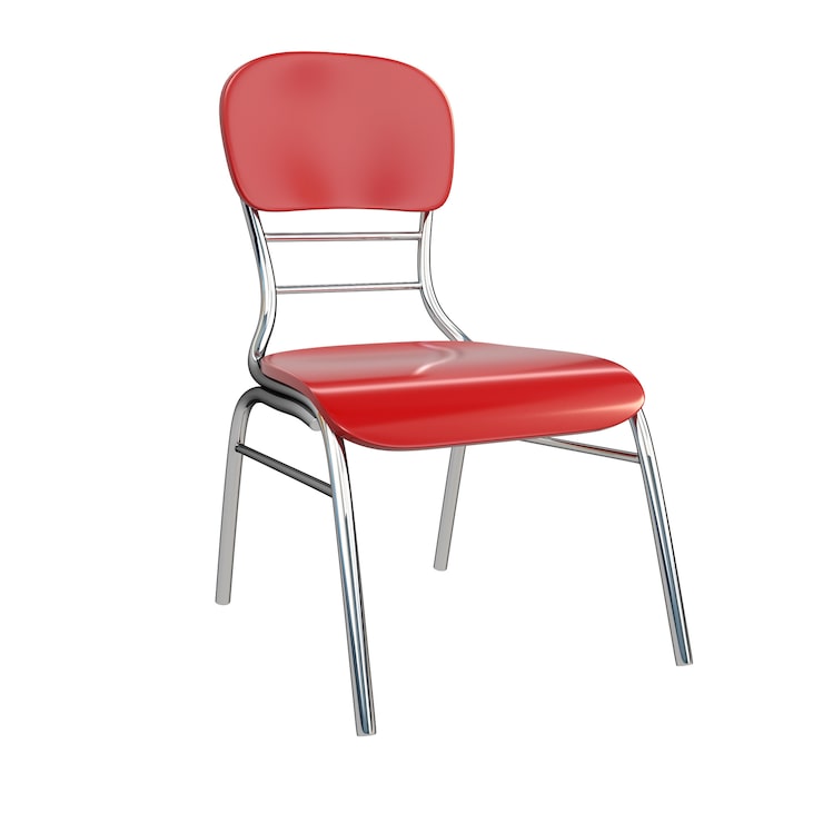 Foto silla roja, aislada en el fondo blanco.