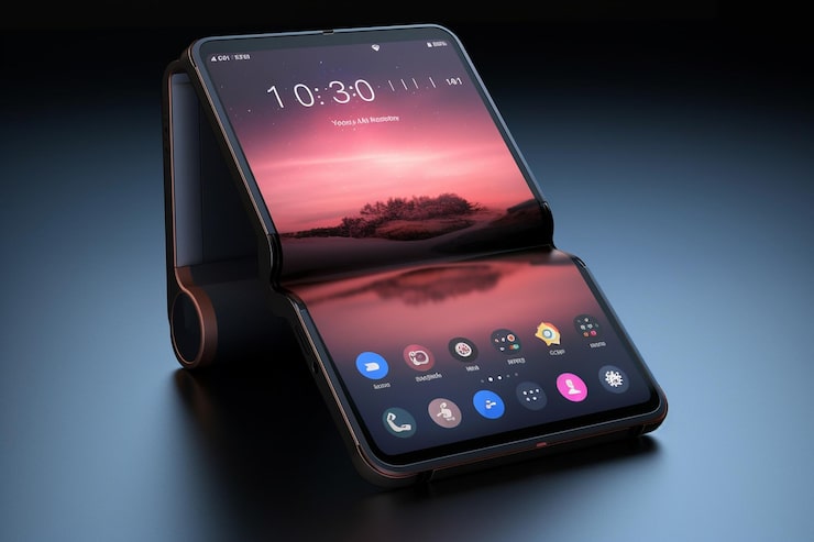 Foto smartphone dobrável inovador com ecrã flexível 00433 02