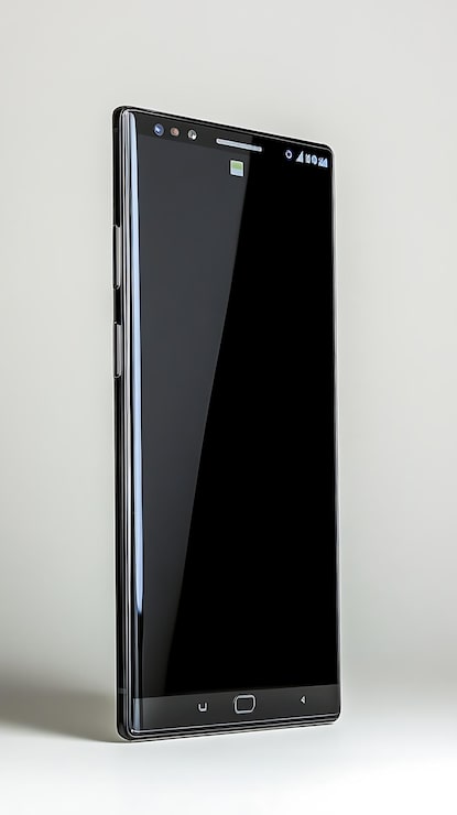 Foto smartphone preto com fundo branco elegante e moderno