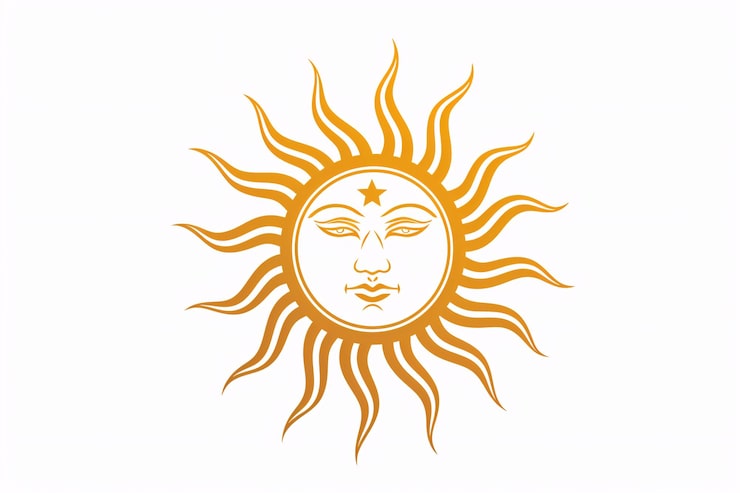 Foto un sol con una cara y una estrella