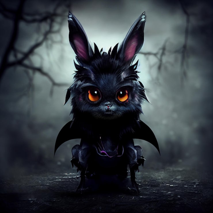 Foto winziges süßes und entzückendes schwarzes drachenhäschen