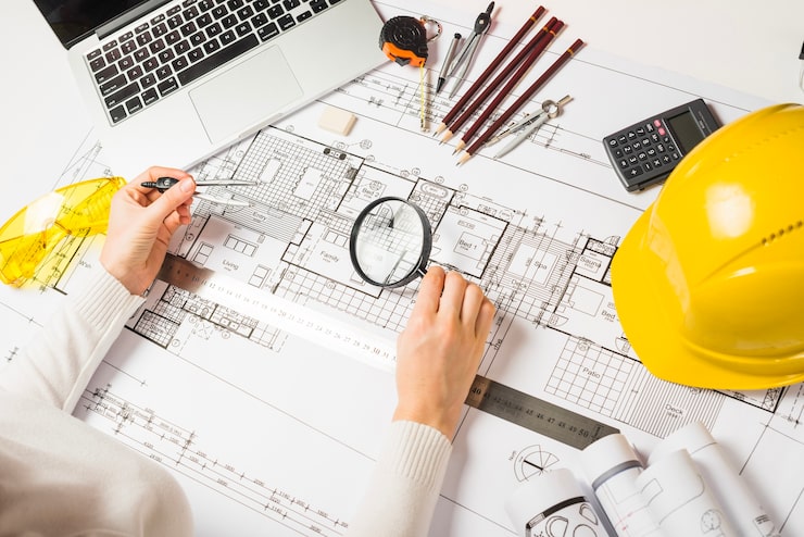 免费Photo 建筑师用放大镜制作平面图