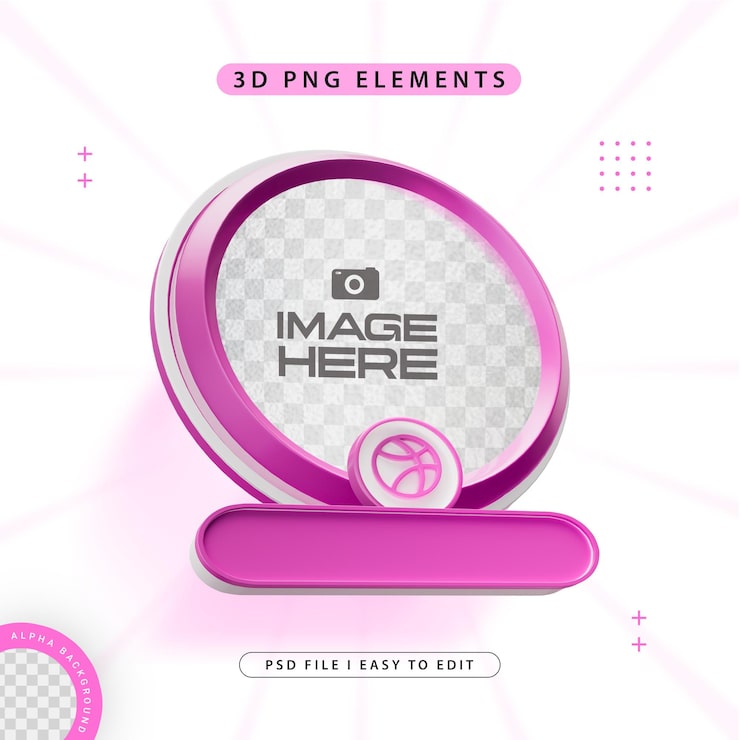 免费PSD dribbble 关注我们横幅元素图标隔离 3d 渲染
