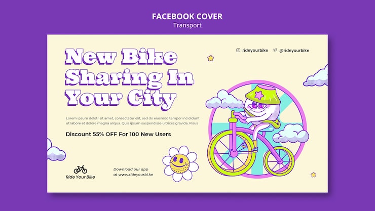 免费PSD 鲜花骑自行车 facebook 封面
