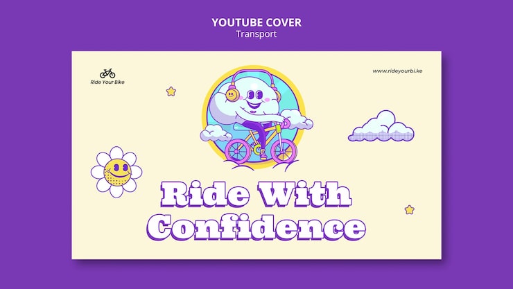 免费PSD 鲜花骑自行车 youtube 封面