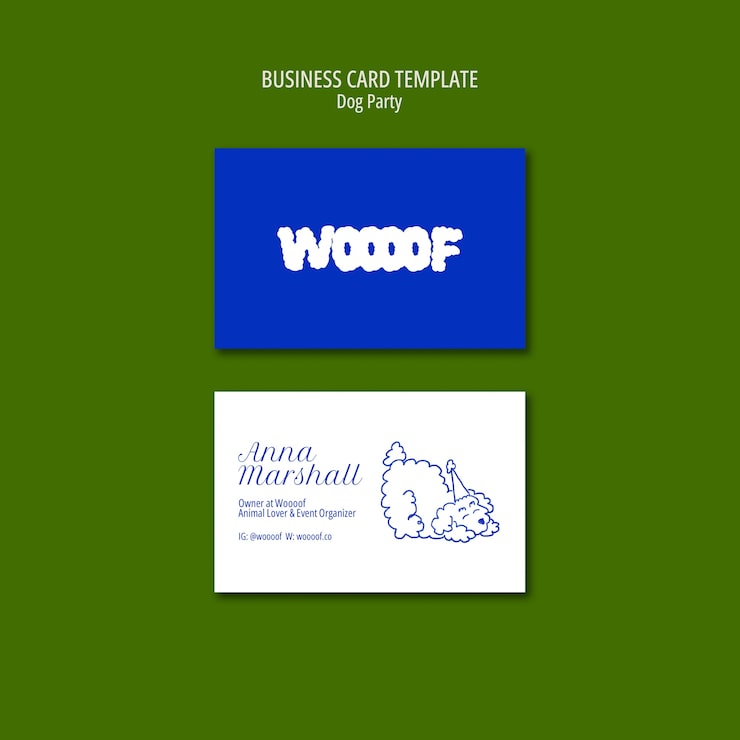 Hand drawn dog party business card
