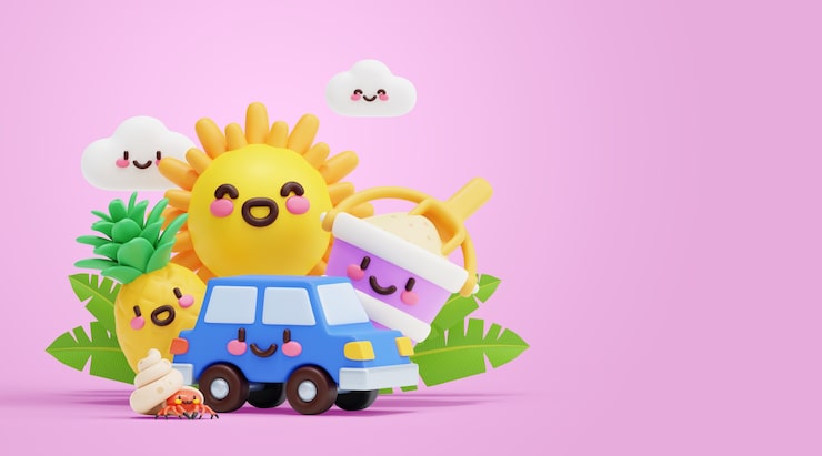免费PSD 卡哇伊夏季背景