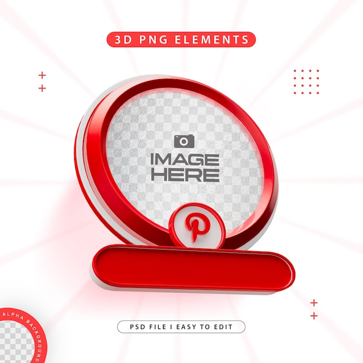 免费PSD pinterest 关注我们横幅元素图标隔离 3d 渲染