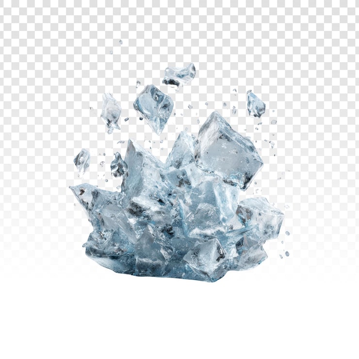 無料PSD 透明な背景に浮かぶ砕けた氷の破片