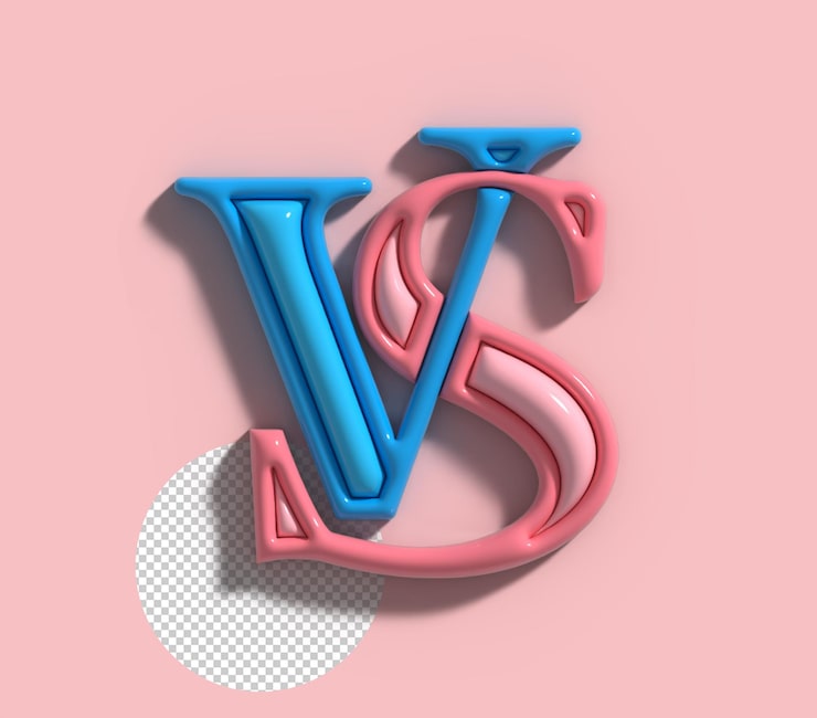 免费PSD versus标志字母3d logo透明psd