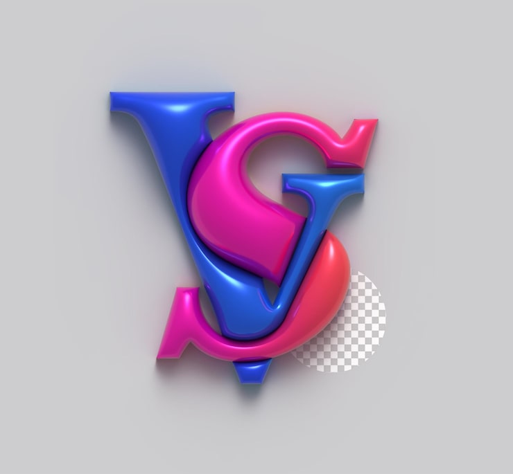 免费PSD versus标志字母3d logo