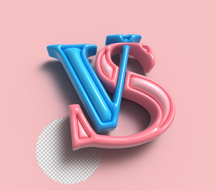 免费PSD vs 对决标志 3d 渲染公司字母 logo