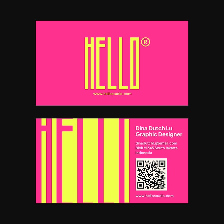 Flat design high contrast color business card
