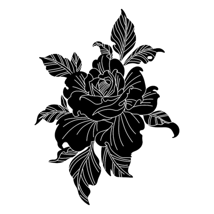 Flat design rose silhouette
