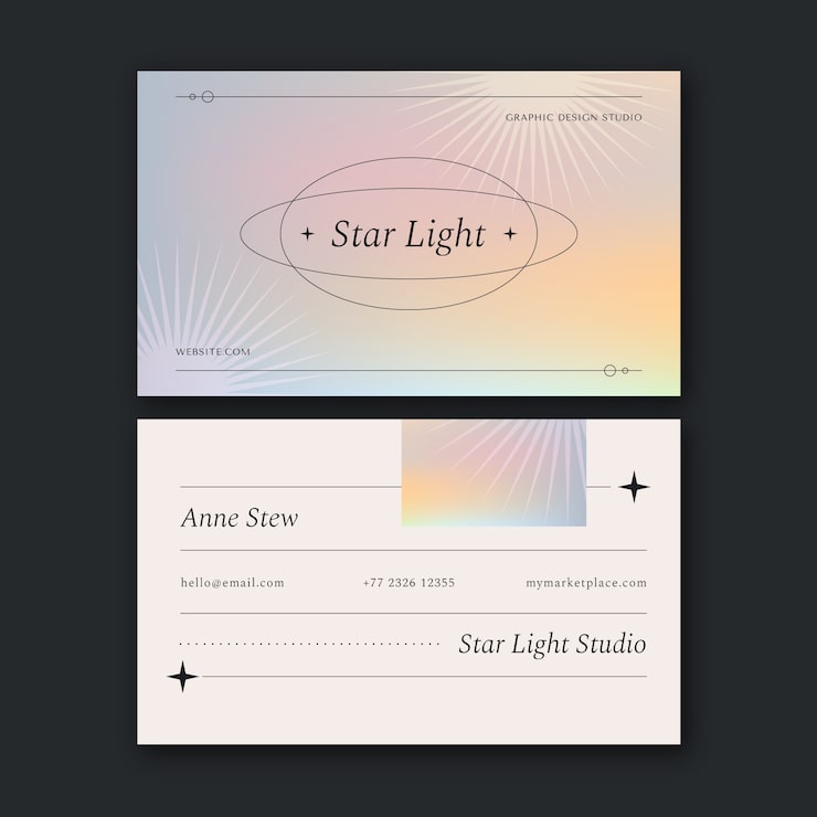 Gradient abstract double-sided horizontal business card template