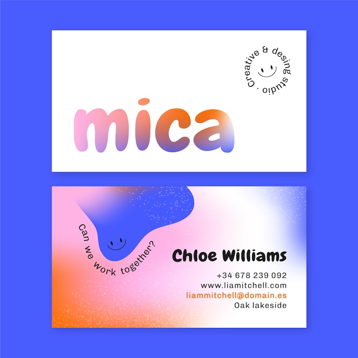 Gradient rounded shapes business card