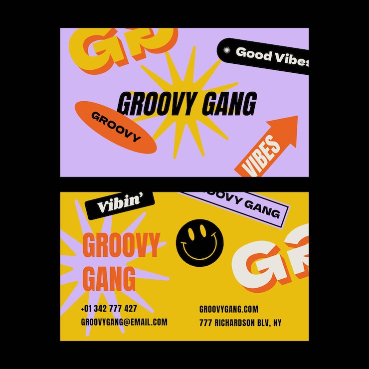 Hand drawn retro business card template