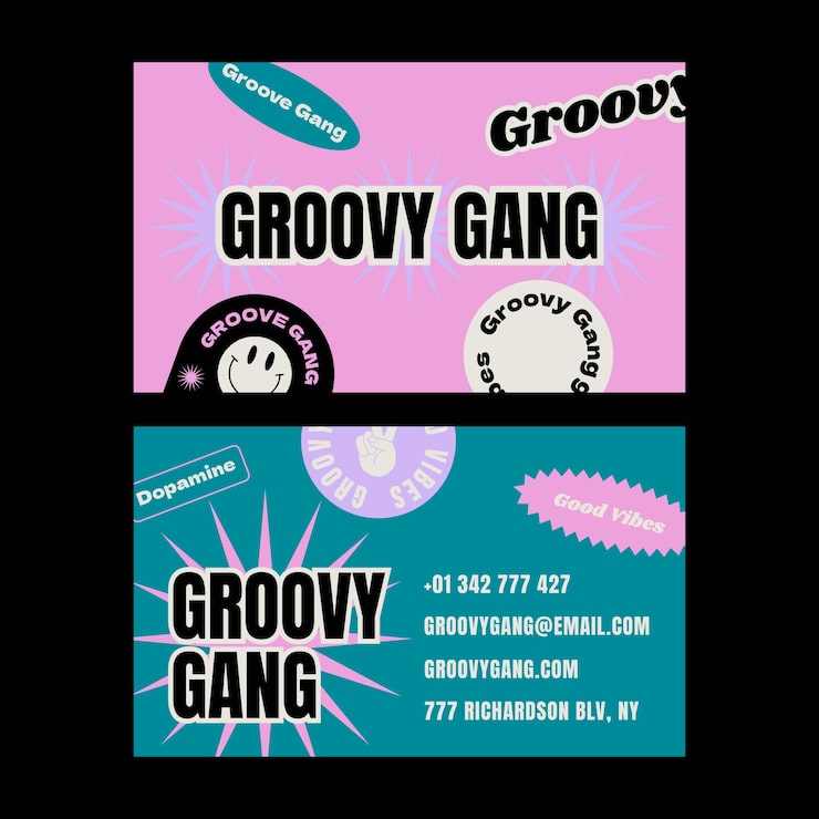 Hand drawn retro business card template