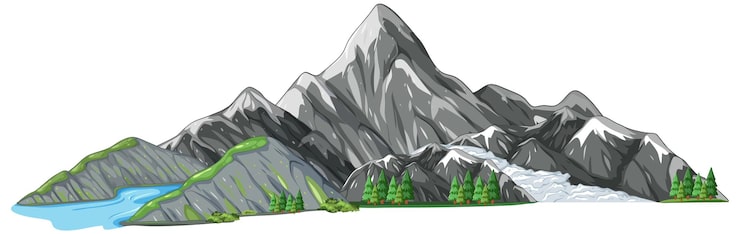 무료 Vector 웅장 한 산지 풍경 일러스트레이션