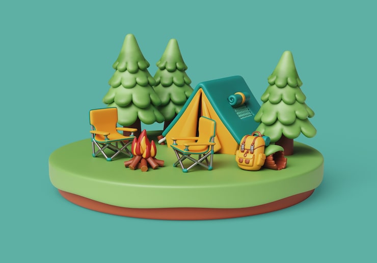 Kostenlose PSD 3d-bild für camping im freien