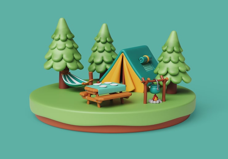 Kostenlose PSD 3d-bild für camping im freien