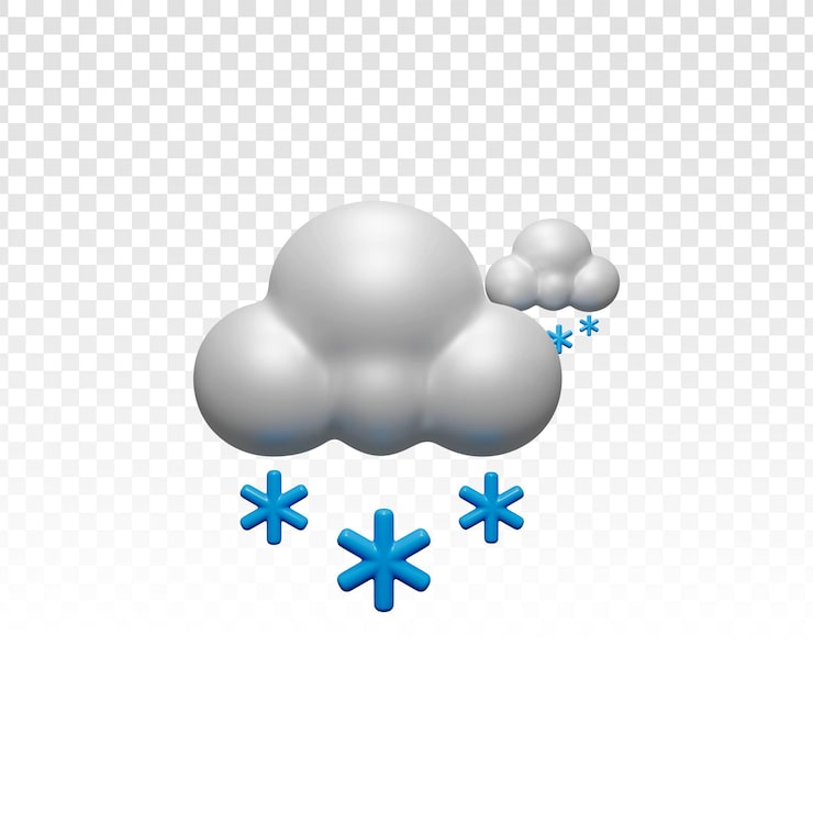 Kostenlose PSD 3d cartoon schneewolke mit fallenden schneeflocken wetter-icon
