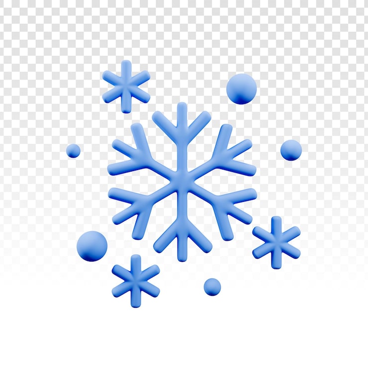 Kostenlose PSD 3d-gerenderte blaue schneeflocken und schneebälle icon