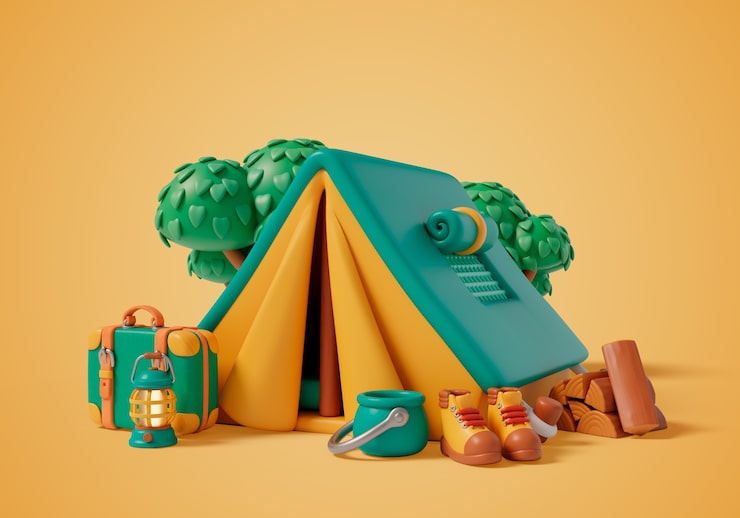 Kostenlose PSD 3d-rendering des camping-hintergrunds