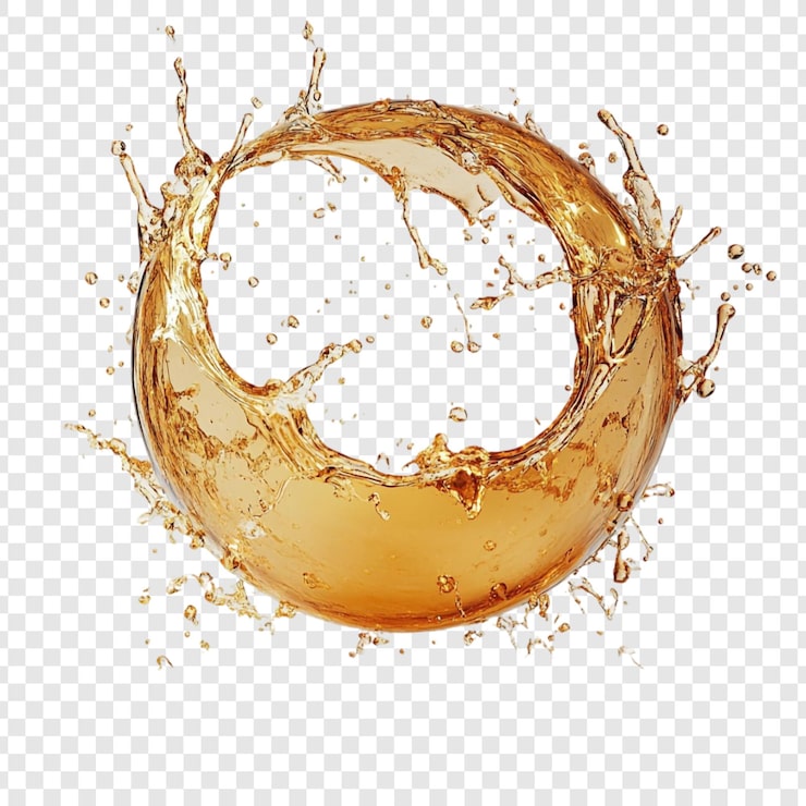 Kostenlose PSD amber liquid splash dynamische kreisförmige welle eines erfrischenden getränks