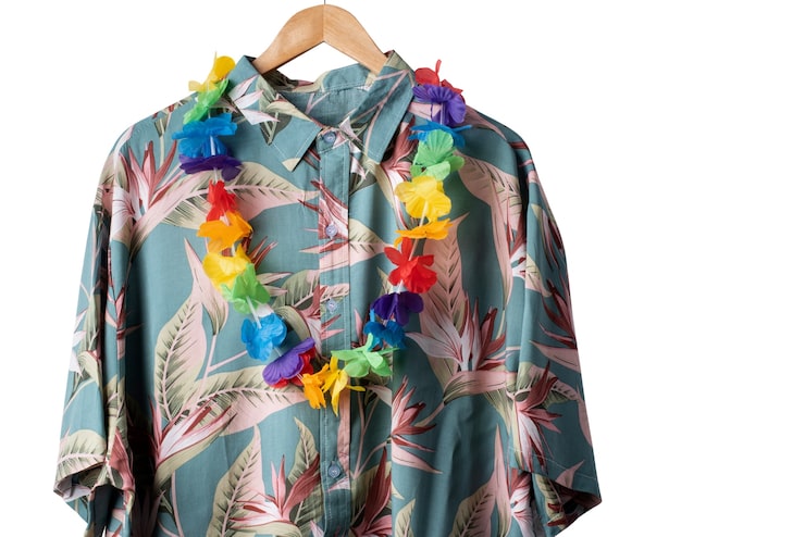 Kostenlose PSD ansicht eines hawaiihemdes mit muster