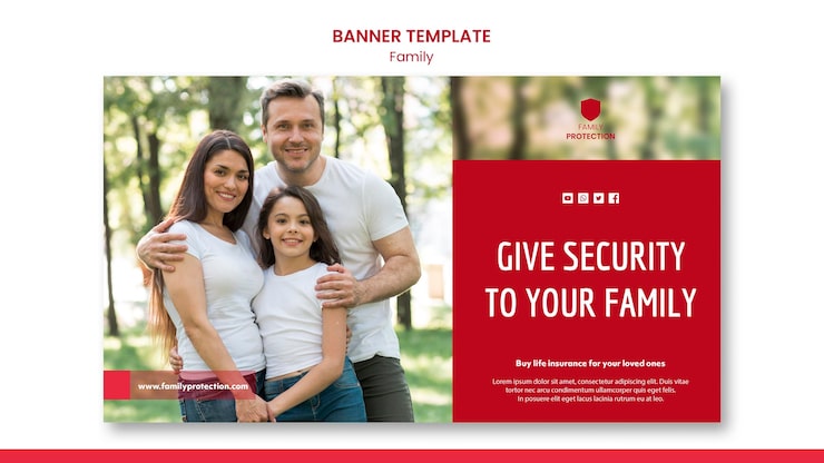 Kostenlose PSD banner vorlage mit familienentwurf