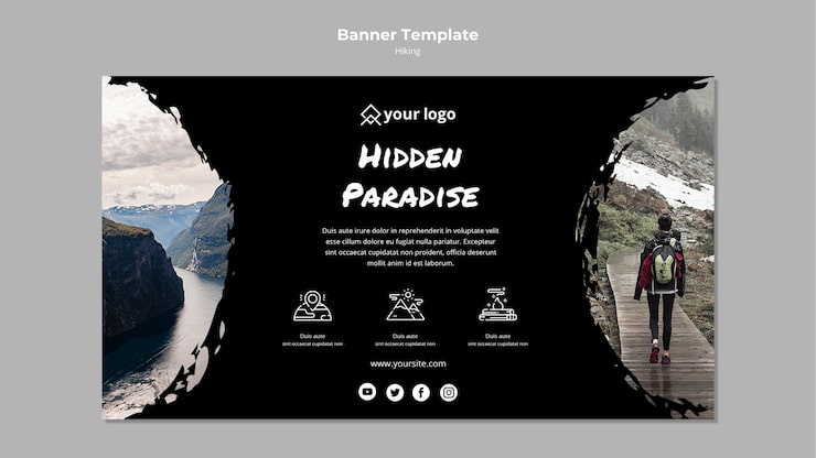 Kostenlose PSD banner vorlage mit wanderthema
