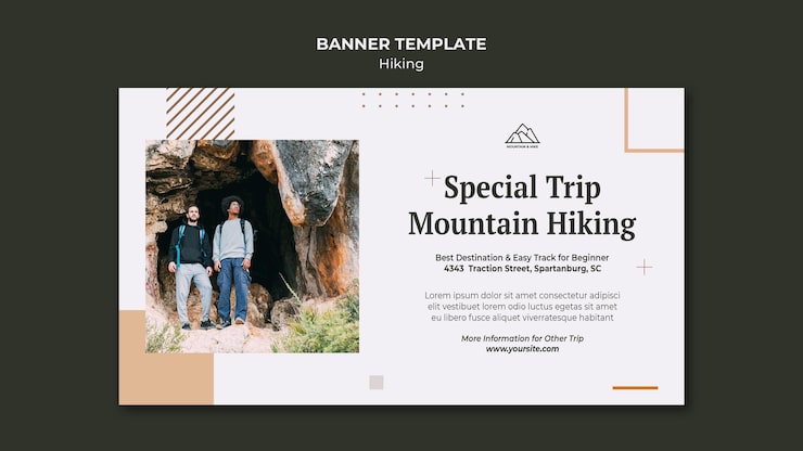 Kostenlose PSD banner vorlage zum wandern in der natur