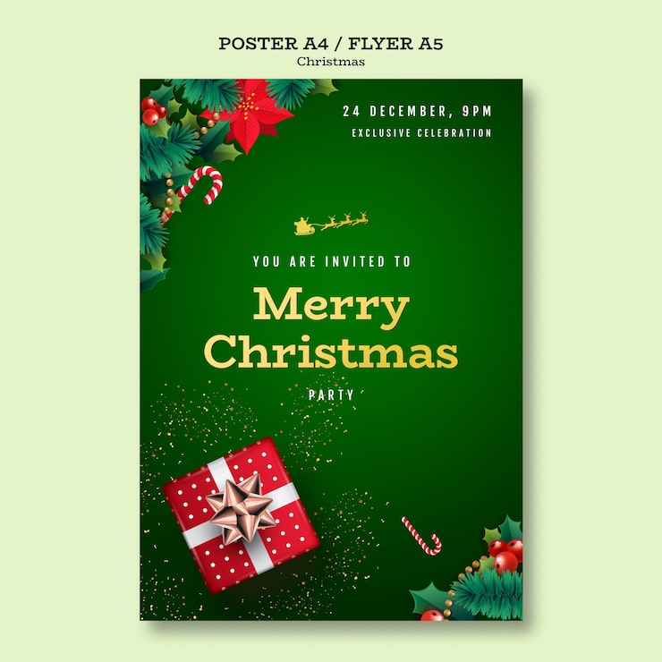 Kostenlose PSD christmas party plakat vorlage
