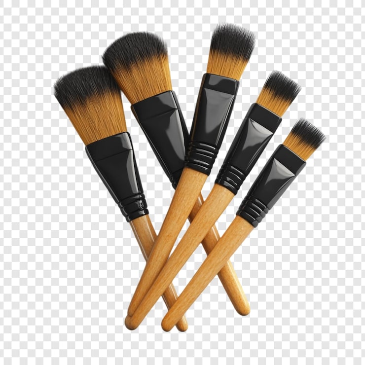 Kostenlose PSD elegantes set von make-up-bürsten mit hölzernen griffen, schwarzer ferule
