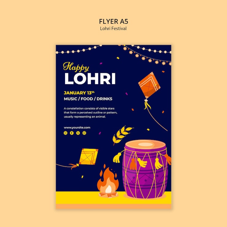 Kostenlose PSD entwurf der vorlage für den flyer des lohri-festivals