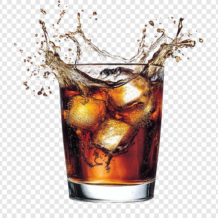 Kostenlose PSD erfrischendes eiscold-cola-getränk im glas mit splash