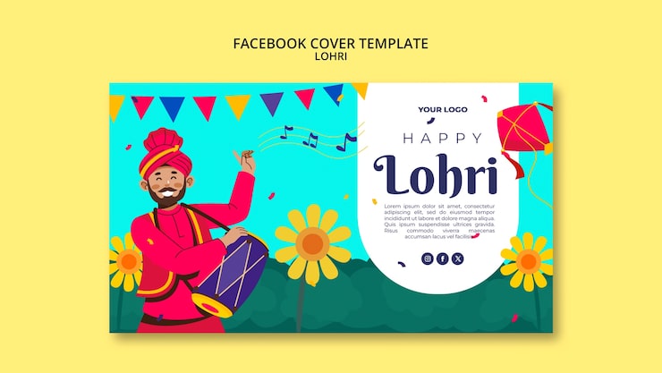 Kostenlose PSD facebook-cover-vorlage für die lohri-feier