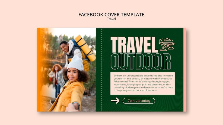 Kostenlose PSD flaches design reiseabenteuer facebook-cover