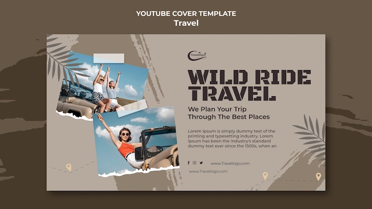 Kostenlose PSD flaches design reisekonzept youtube-cover