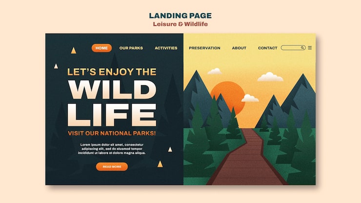 Kostenlose PSD freizeit- und wildtier-landingpage-vorlage