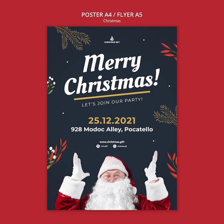 Kostenlose PSD frohe weihnachten plakat vorlage