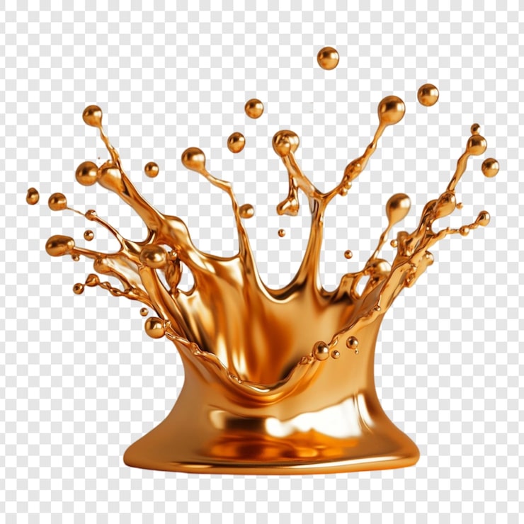 Kostenlose PSD golden liquid splash ein 3d-rendering eines luxuriösen kronenförmigen splashes