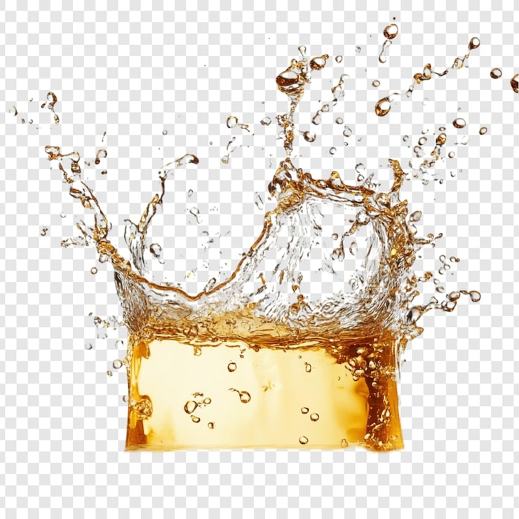 Kostenlose PSD golden liquid splash ein erfrischender geschmackssprung