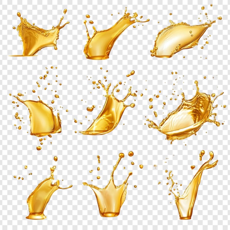 Kostenlose PSD golden liquid splashes eine sammlung von hochauflösenden bildern